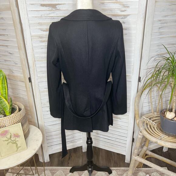 BABATON Women's The Connor Coat Short Virgin Wool Cashmere Coat Black Belted M - Picture 5 of 16